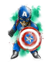 一组萌化了的动漫人物水彩纹身手稿图