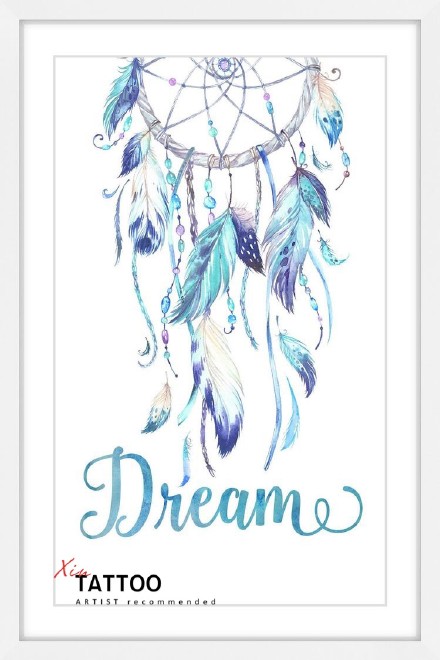 27组唯美漂亮的彩色补梦网纹身手稿图案