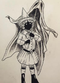 创意的一组暗黑灰点刺人物纹身手稿图