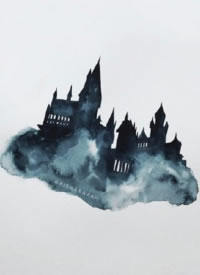 彩色的一组城市建筑天际线纹身图片手稿