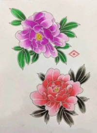 34组艳丽的传统花卉纹身手稿图案