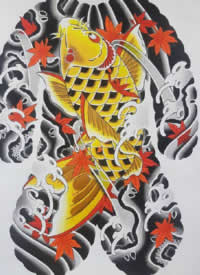 9张传统的日式大满背纹身手稿图片