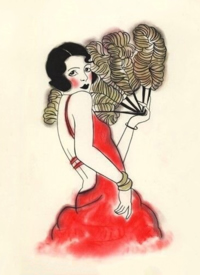 一组时尚女生的插画纹身手稿图片