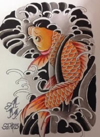 传统的一组半甲纹身手稿图片欣赏