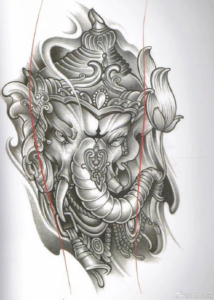 27组传统的宗教象神文身手稿图片