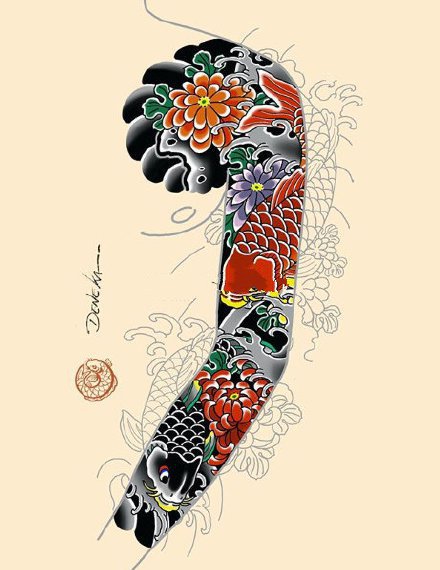 一组花臂纹身的效果图片欣赏