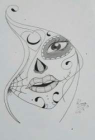 黑灰线条纹身手稿 铅笔素描纹身风格的黑灰线条纹身图片