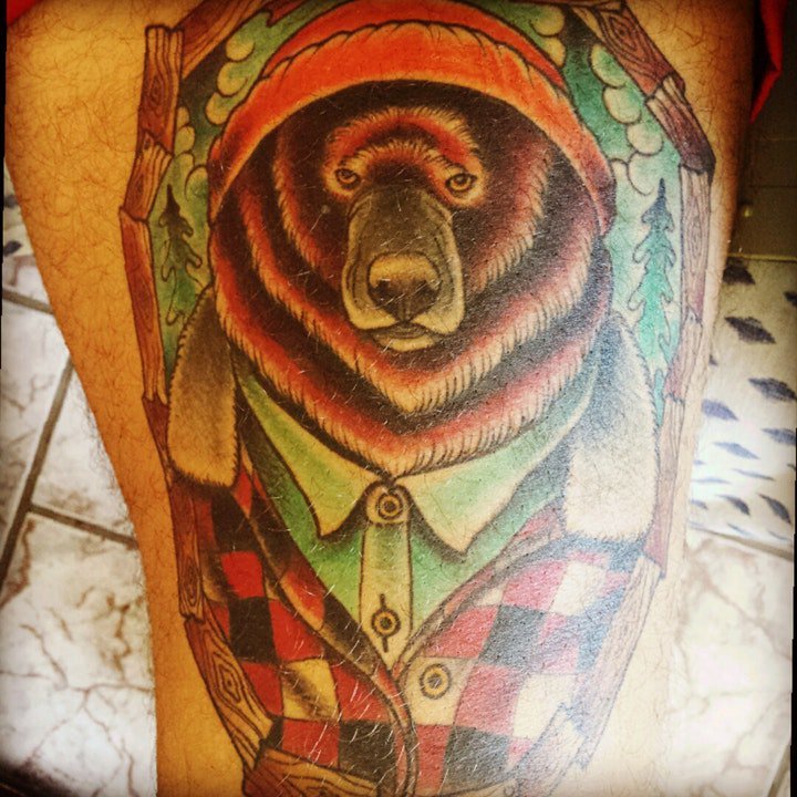 纹身熊图案   多款粗壮凶猛而又创意的熊纹身图案