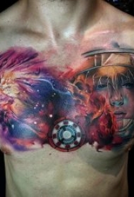 水彩彩绘纹身图案 身体各个部位彩色泼墨风格的水彩纹身抽象纹身图案