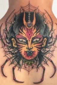 蜘蛛网纹身图案 黑灰色调个性十足的蜘蛛或蜘蛛网纹身图案