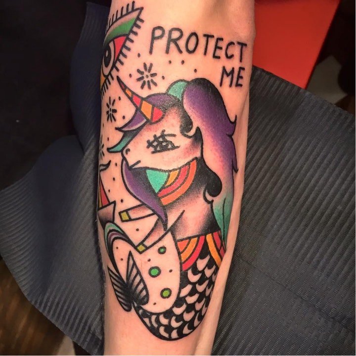 传统纹身图案 一组颜色鲜艳的传统彩色小纹身图案