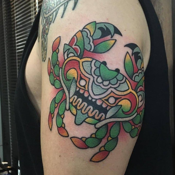 螃蟹纹身图案  多款横行霸道的鬼面螃蟹纹身图片