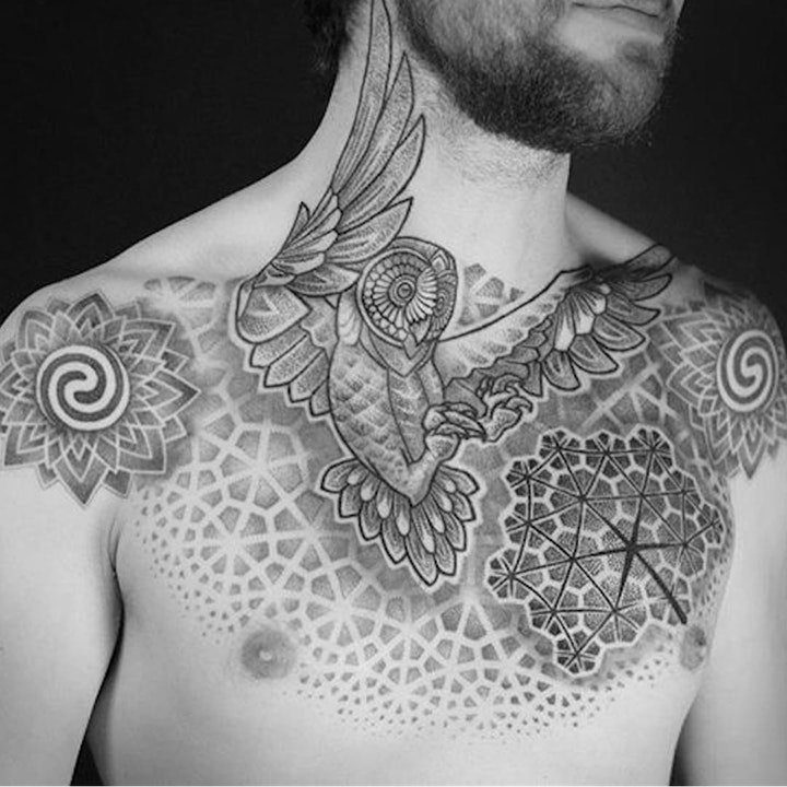 几何图形纹身 神秘黑灰色调的几何图形纹身图案