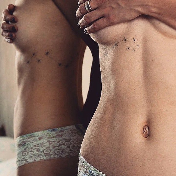 星座纹身图案 简单精致的黑灰色调星座纹身图案