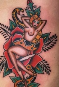 纹身school  多款彩绘old school风格的人物纹身图案