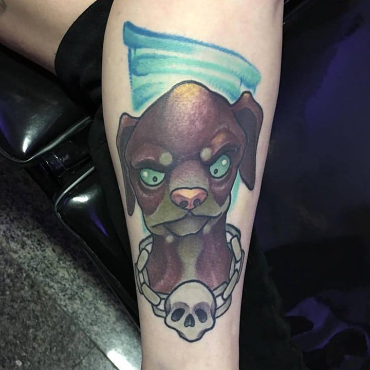 小狗纹身图案 10张身体各部位的小狗纹身图案图片