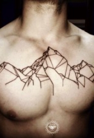 小山峰纹身   多款黑色色调连云迭嶂的山峰纹身图案