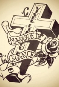 黑灰纹身手稿 黑线条与铅笔素描的黑灰纹身手稿