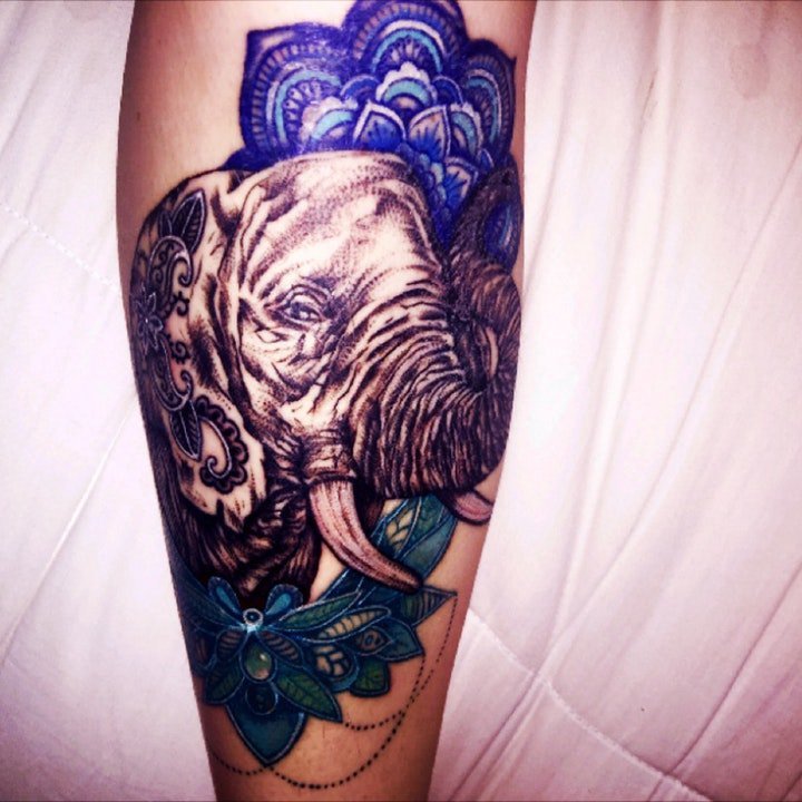 小象纹身  9组温和而又憨厚的小象纹身图案