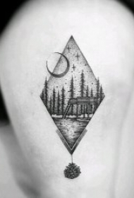 黑灰纹身风格 一组黑灰纹身风格的动植物纹身图案