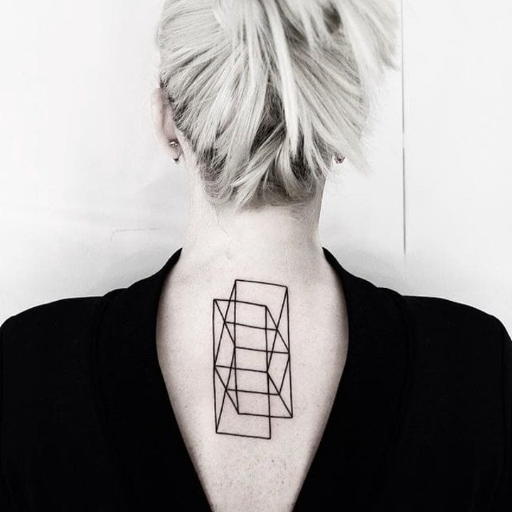 几何图形纹身 神秘黑灰色调的几何图形纹身图案