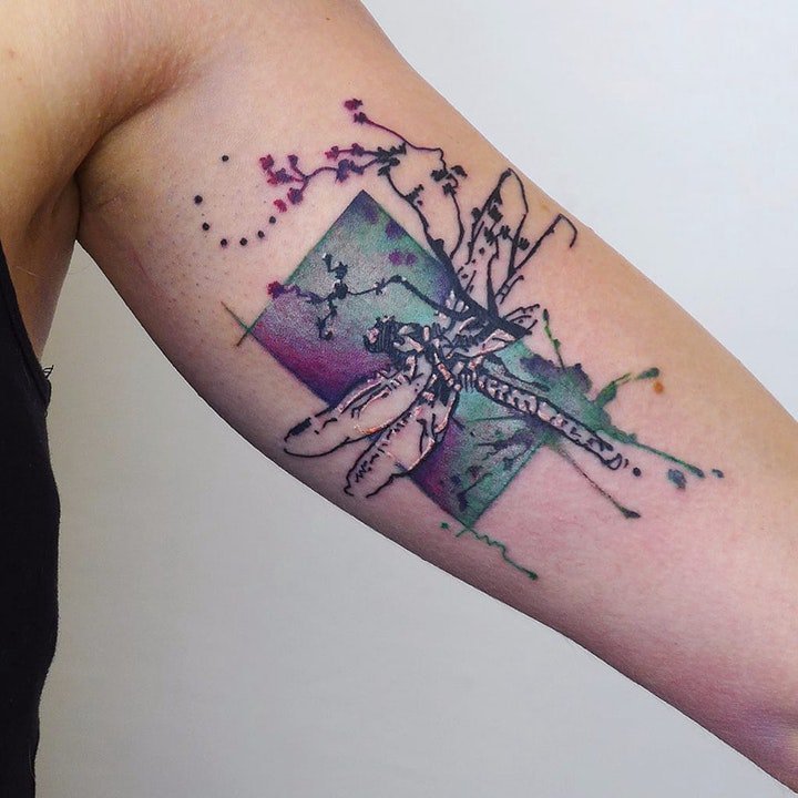 水彩纹身图片  11款唯美的水彩晕染彩绘纹身图案