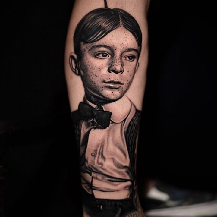 人物肖像纹身 10组黑灰纹身写实风格人物肖像纹身图案