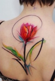 艺术纹身彩绘 多款艺术纹身彩绘风格的唯美花朵纹身图案