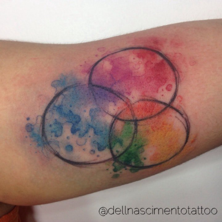 水彩彩绘纹身图案 身体各个部位彩色泼墨风格的水彩纹身抽象纹身图案