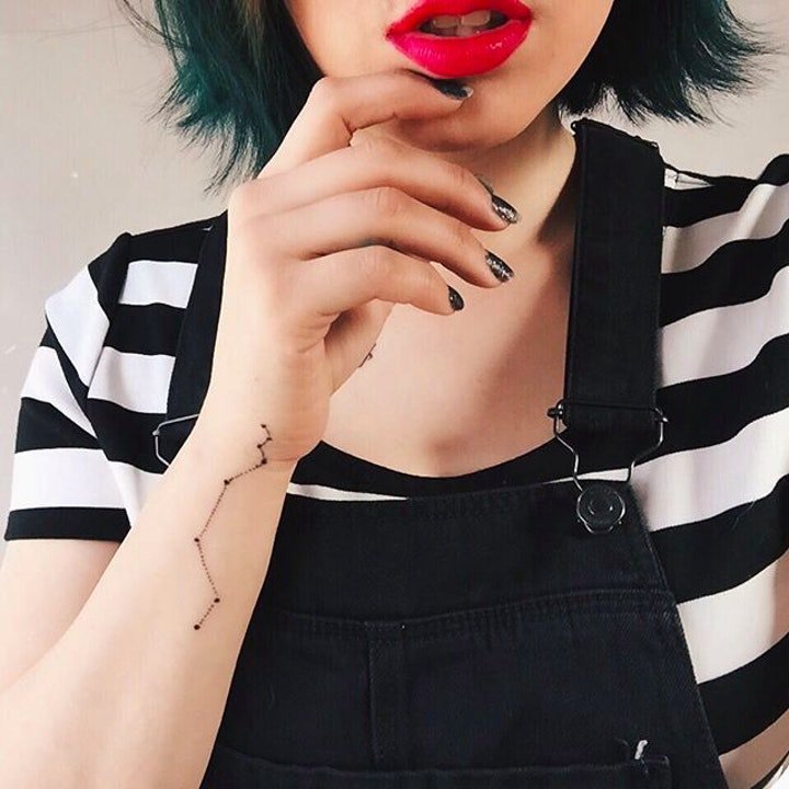 星座纹身图案 简单精致的黑灰色调星座纹身图案