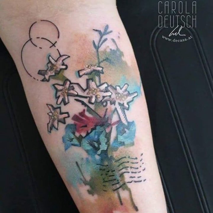 水彩纹身图片  11款唯美的水彩晕染彩绘纹身图案