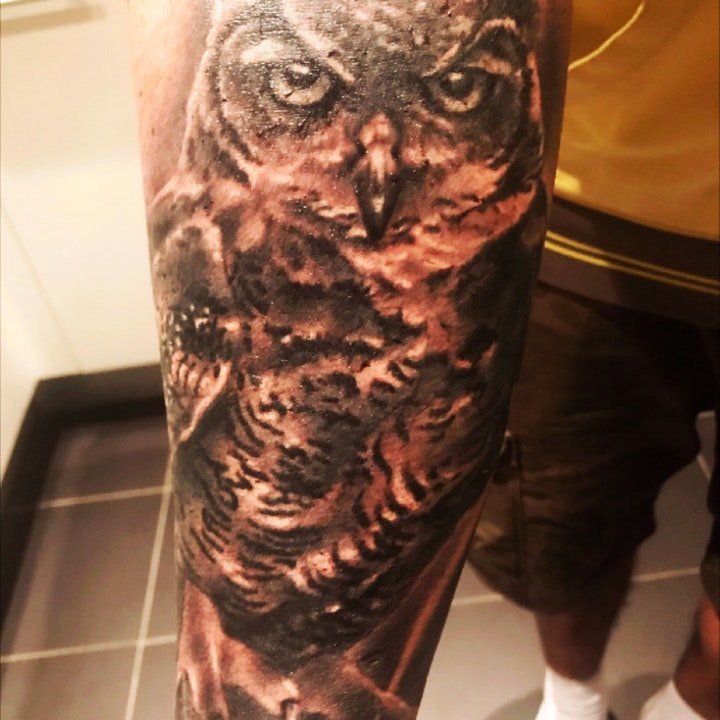 纹身猫头鹰   宛如黑夜精灵的猫头鹰纹身图案