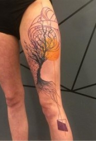 抽象纹身图案 一组黑灰色与彩色搭配抽象纹身创意图案