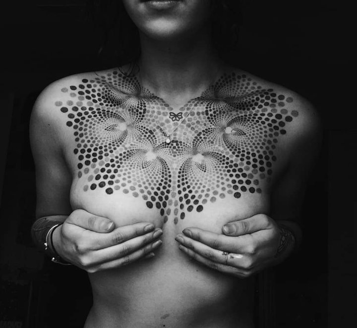 几何图形纹身 神秘黑灰色调的几何图形纹身图案