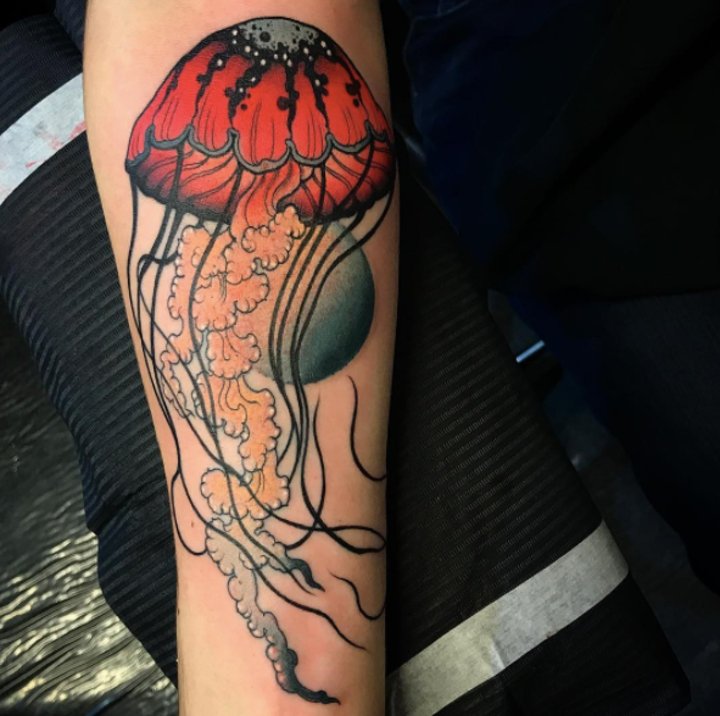 水母纹身图案  9张身姿柔软的水母纹身图案