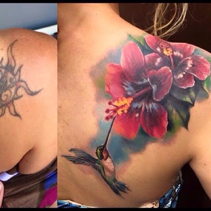 鸟纹身图案 身体各部位鸟和花朵搭配的鸟纹身图案