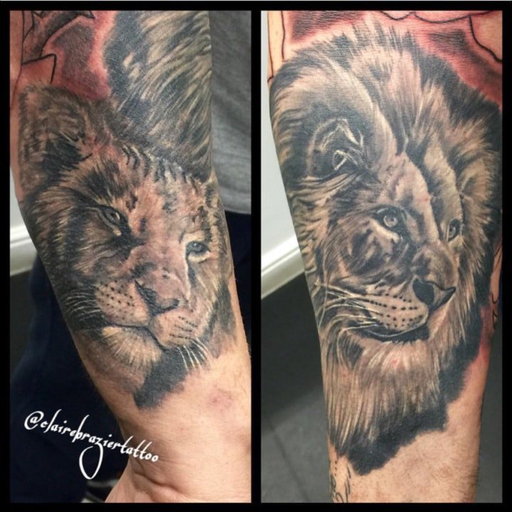 狮子纹身图案  10张百兽之王霸气的狮子纹身图案