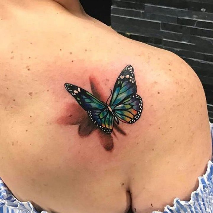 蝴蝶纹身图案 10款多彩多姿的彩绘纹身花朵和蝴蝶纹身图案