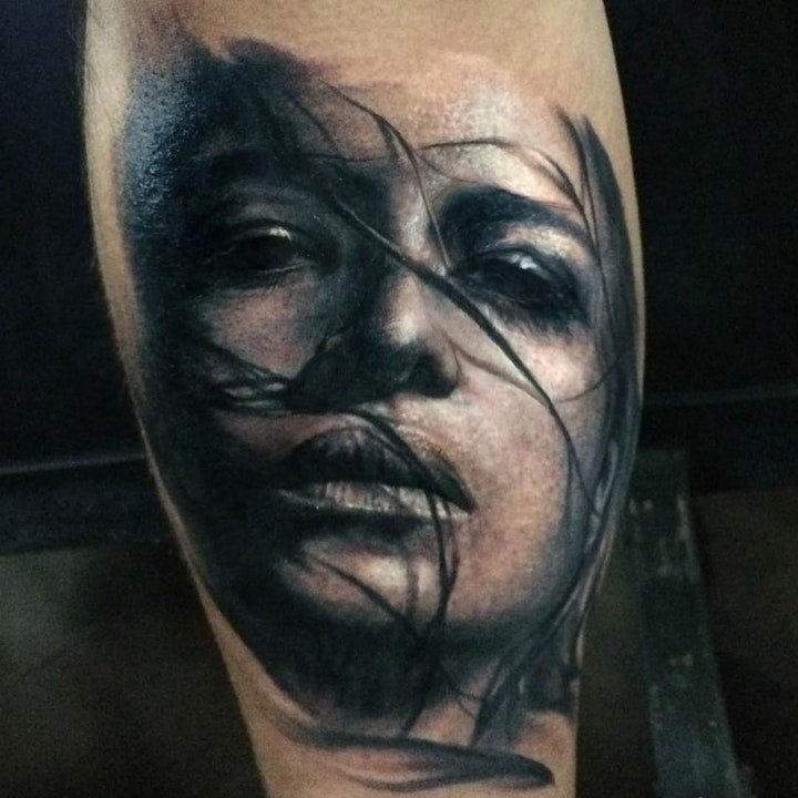人物肖像纹身 10组黑灰纹身写实风格人物肖像纹身图案