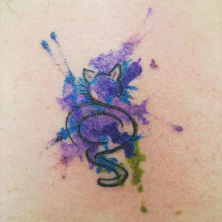 彩色泼墨纹身 抽象纹身风格的彩色泼墨纹身图案