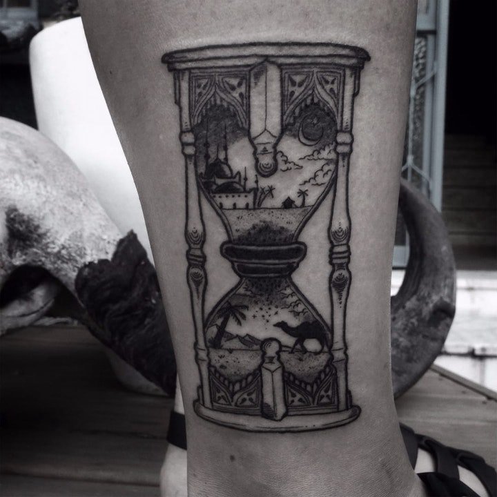 黑灰纹身风格 一组黑灰纹身风格的动植物纹身图案