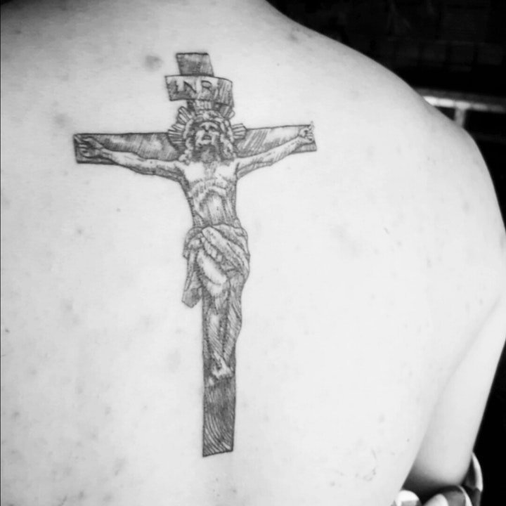 纹身耶稣图案 多款黑暗系纹身十字架的耶稣纹身图案