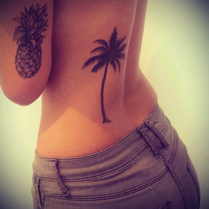 树纹身图案 身体各部位松树椰子树等树纹身图案