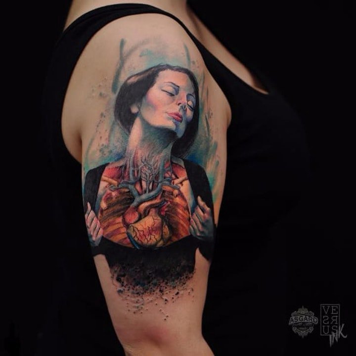 彩色泼墨纹身 10款彩色泼墨纹身动物及人物图案