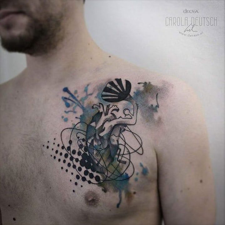 水彩纹身图片  11款唯美的水彩晕染彩绘纹身图案