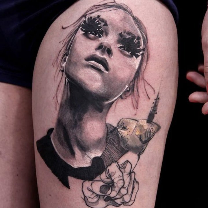 人物肖像纹身 10组黑灰写实人物肖像纹身图案