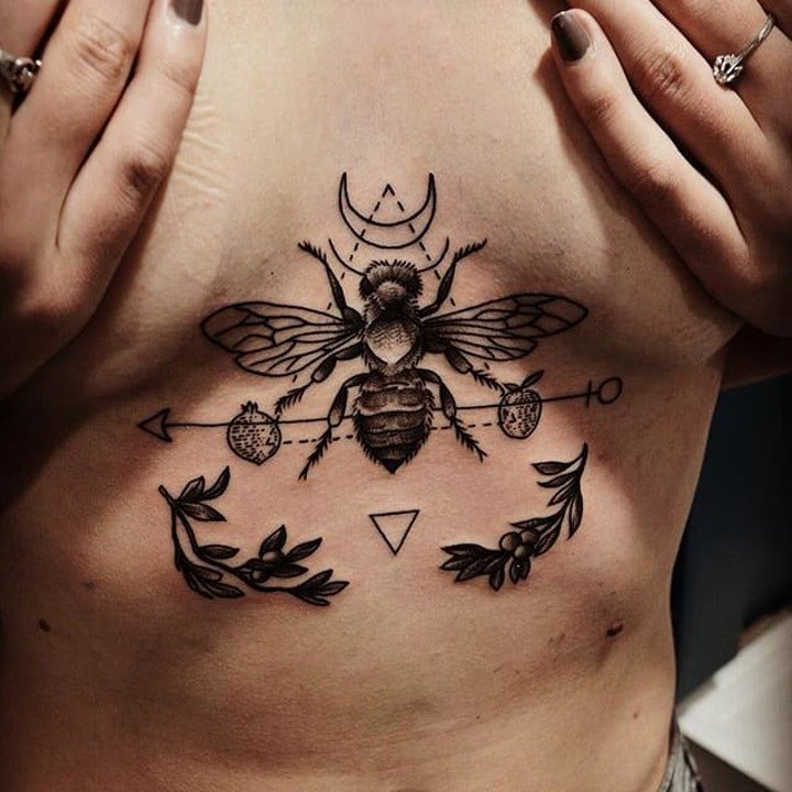小蜜蜂纹身图案 多款各风格的动物小蜜蜂纹身图案