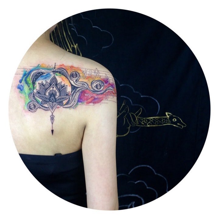 莲花纹身图案 多款漂亮形态各异的莲花纹身图案