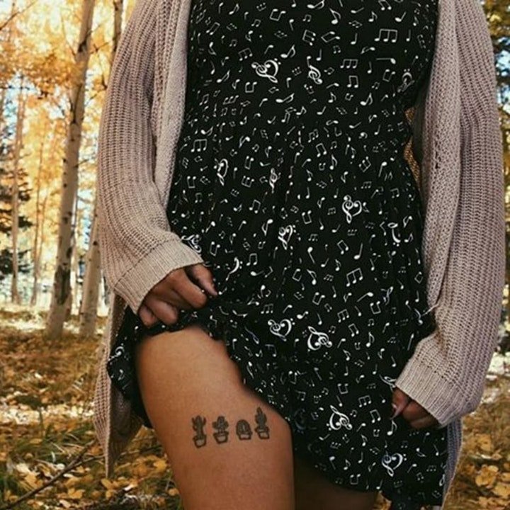 仙人掌纹身  多款设计巧妙而又时尚的仙人掌纹身图案