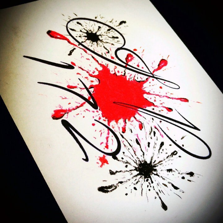 彩色泼墨纹身 抽象纹身风格的彩色泼墨纹身图案